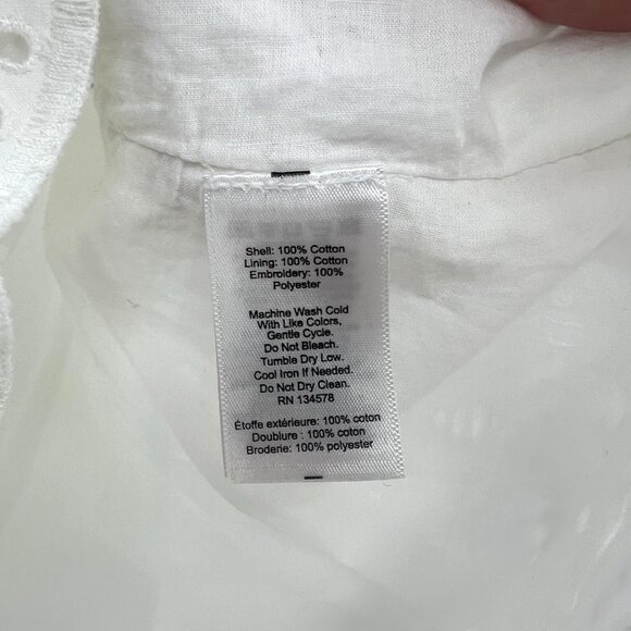 Vineyard Vines White Eyelet Trumpet Sleeve Blouse Women's XS - Picture 3 of 4